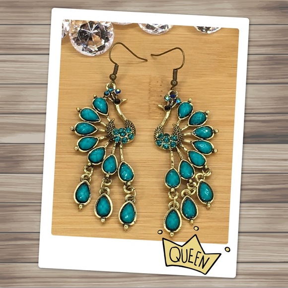 Jewelry - Teal Peacock Earrings